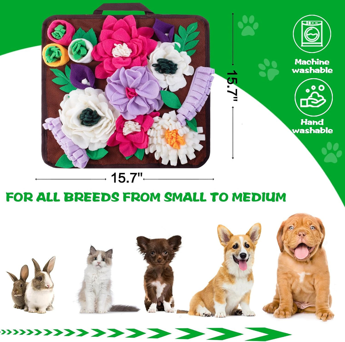 Snuffle Mat for Dogs,Dog Feeding Mat Sniff Mat Interactive Dog Puzzle Mat for Training and Stress - coffee - image 3