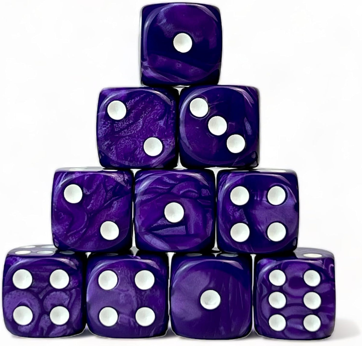 Luck Lab 10 Pack 16mm D6 Acrylic Dice Set - Purple Pearl