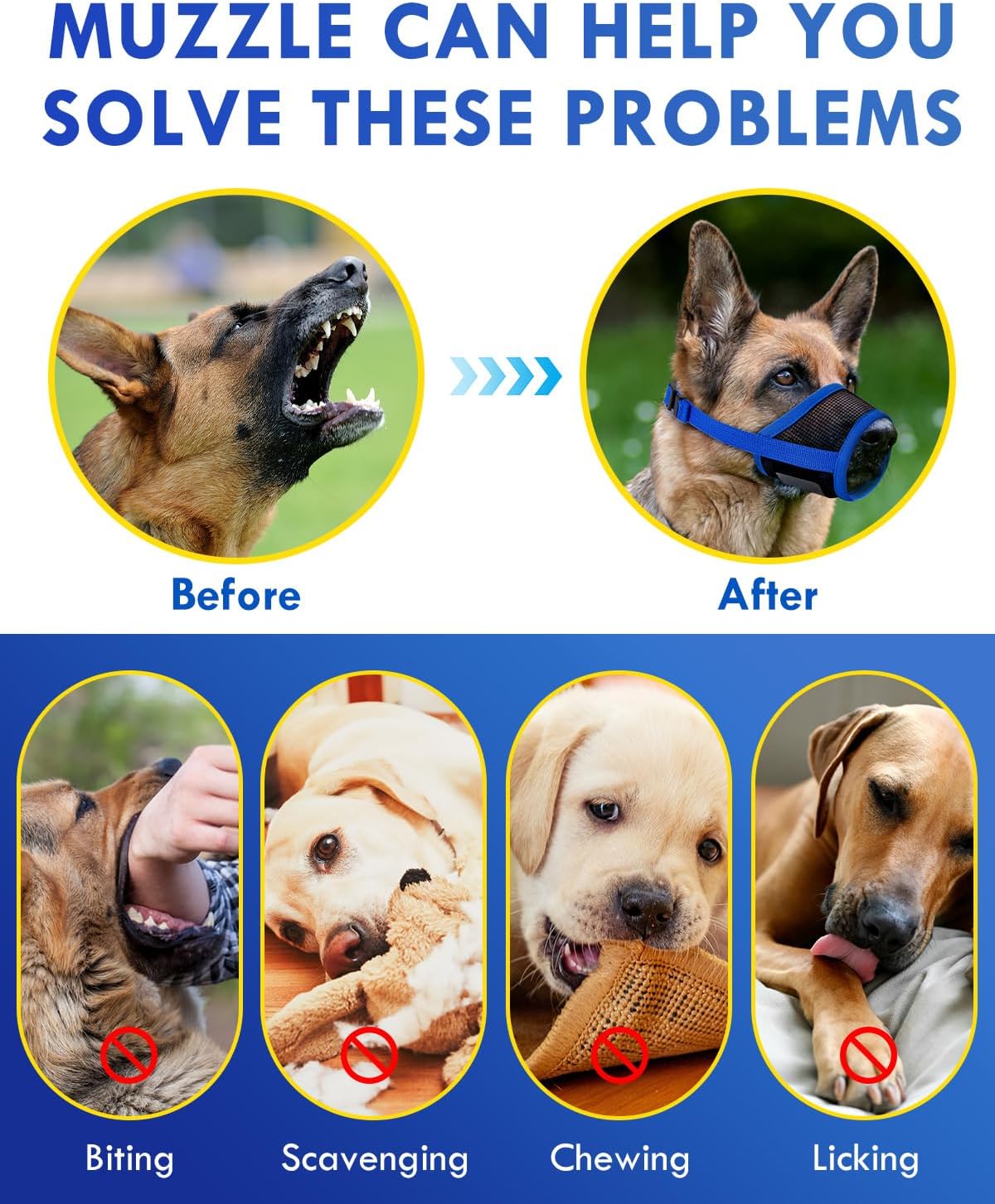 Dog Muzzle, Soft Air Mesh Muzzles for Large Sized Dogs - Blue / XL - image 4