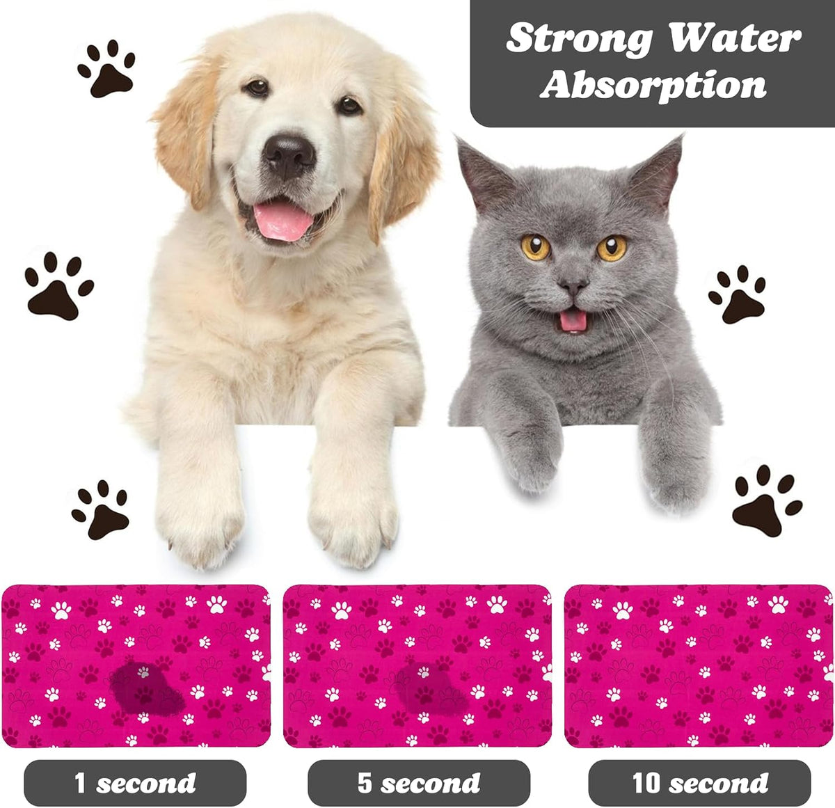 Dog Food Mat, Absorbent Water Bowl Mats Cat Pet Feeding Placemats Pink 20 * 12 inch – Essentials for Dogs - Hot Pink / 32"L x 24"W - image 2