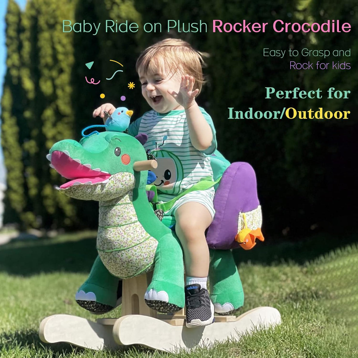 labebe, Baby Rocking Horse, Ride Unicorn - Green Crocodile - image 2