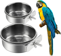 2Pcs Stainless Steel Bird Feeding Bowls