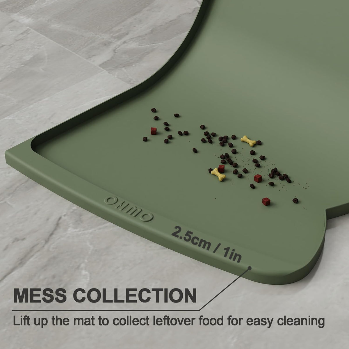 OHMO Cat Food Mat, Silicone Pet Feeding Mat, 18x9.8 - 24"L x 15"W / Camouflage Green - image 3