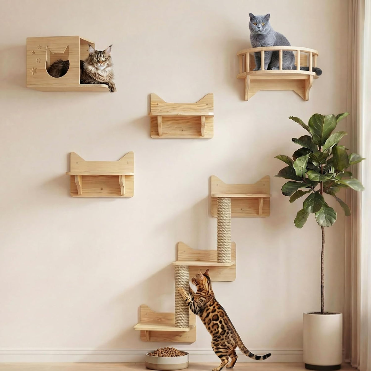 NOVGOBHOT Cat Wall Shelves for Large Cats - 9 PCS