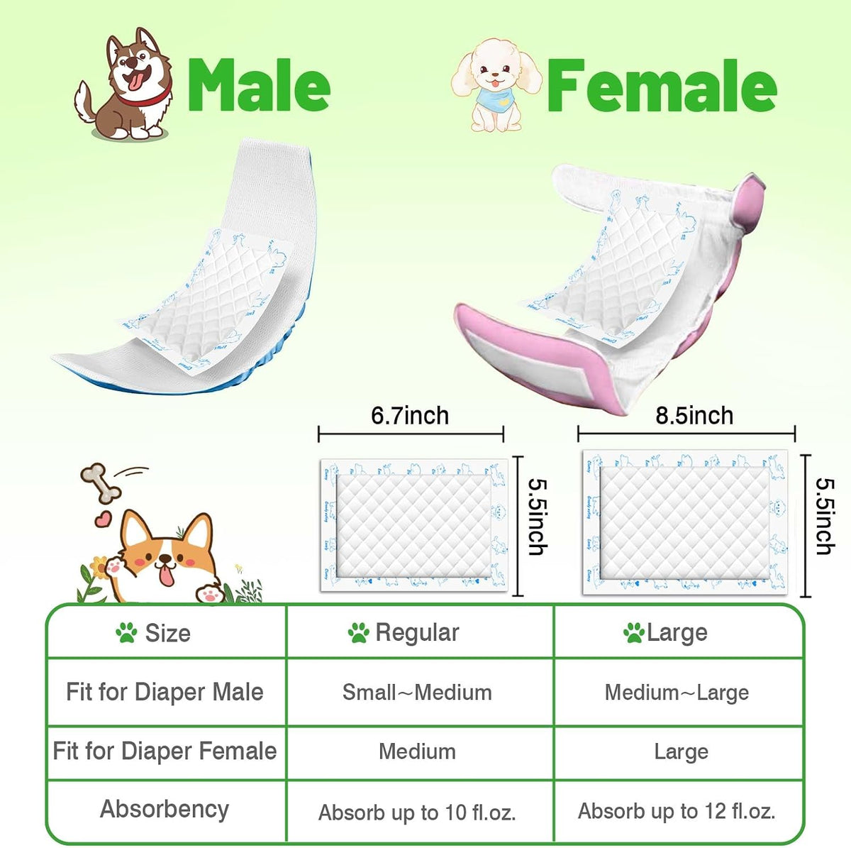 Dog Diaper Liners Booster Pads - Large-150Count - image 2