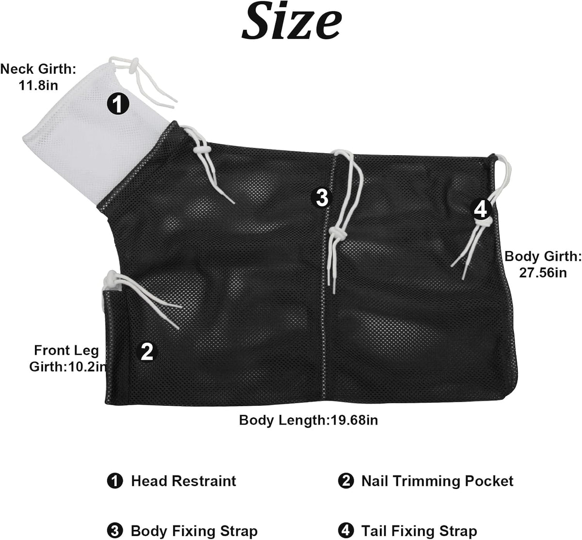 Cat Bathing Bag Anti Scratch Grooming Shower Washing Bag for Nail - White- Black - image 2