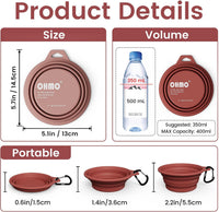 OHMO Collapsible Dog Bowls for Pet Travel, Coral&Brick Red - Steel 2x12oz / Erythrinus&Coral - image 2