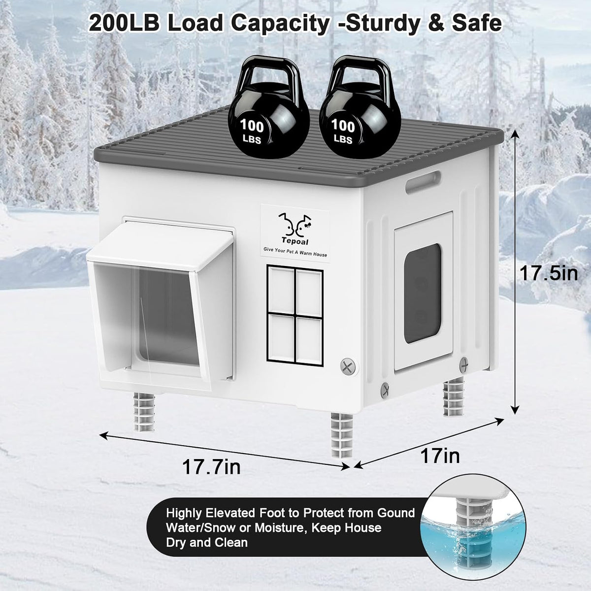 Heated Cat House for Outside - 17.7"x17"x17.5" - image 2