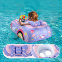 BOffer inflatable baby pool float shaped like a car with steering wheel and horn - view 2