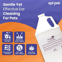 Dog & Cat Ear Cleaner Solution with Aloe Vera & Tea Tree Oil – Removes Itchy Ear Wax, Debris, Odor – Ears Wash, Drops & Flush for Pets, Dog Ears Cleaning, Cat Cleaner, 16 oz- 2 Gallons