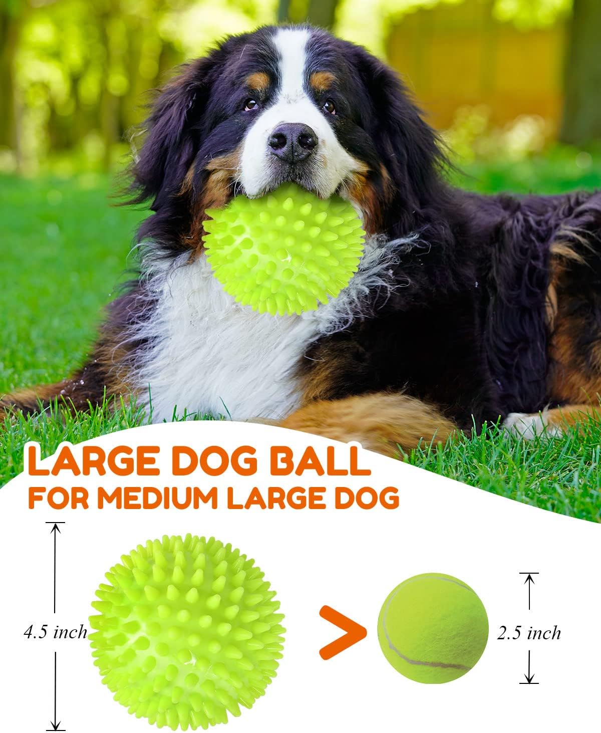 Pweituoet 4.5” Heavy Duty Squeaky Dog Balls for Medium Large Dogs - 4.5" - image 2