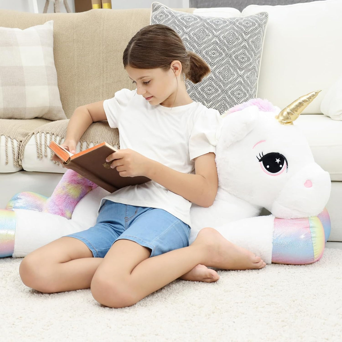 FFxiong 44 Inch Giant Unicorn Stuffed Animal Pillow - White / 44 Inch - image 3