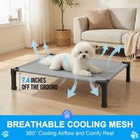 Elevated Dog Bed Raised Cooling Dog Cot for Large Dogs - Grey / 35.0"L x 25.0"W x 7.4"H - image 2