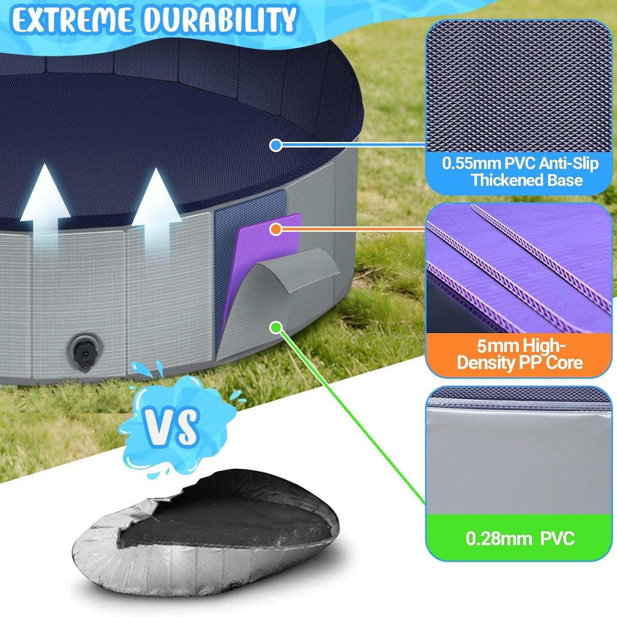 Dog Kiddie Pool for Small Medium Large Dogs, Multiple Pets - 39"x11.8" - image 3