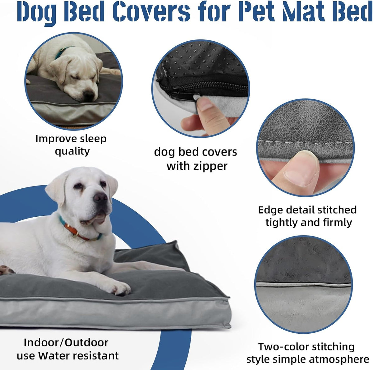 Dog Bed Covers Replacement Washable - 47"L x 29"W x 4"Th / Grey - image 4