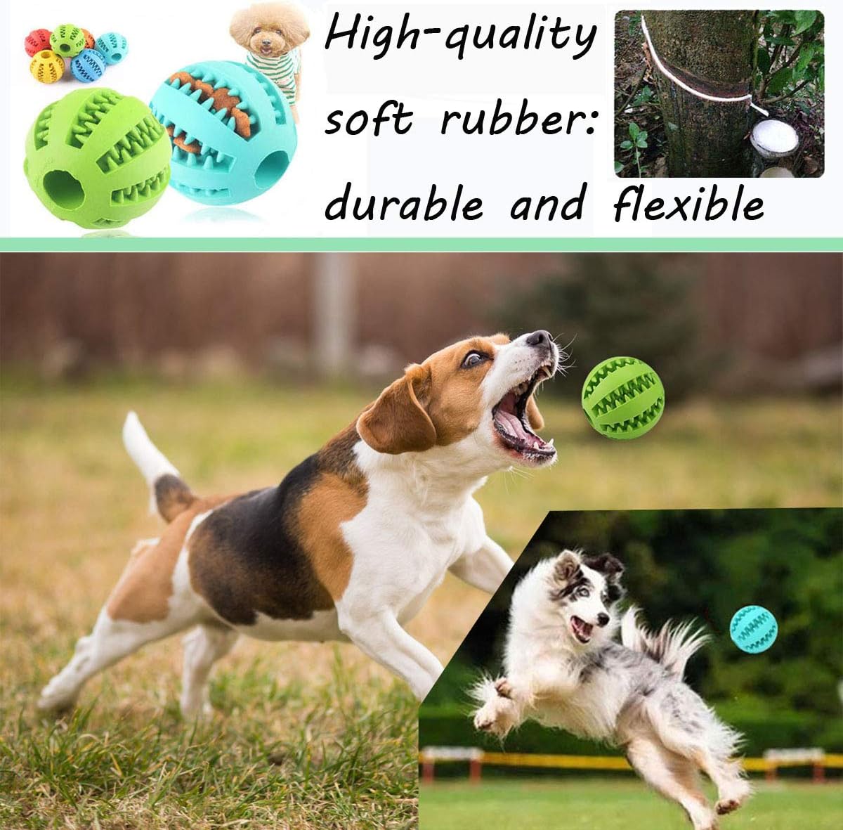 Sunglow 2 Pack Dog Toy Ball – Essentials for Dogs - Blue/Green / 2.75 in - image 3