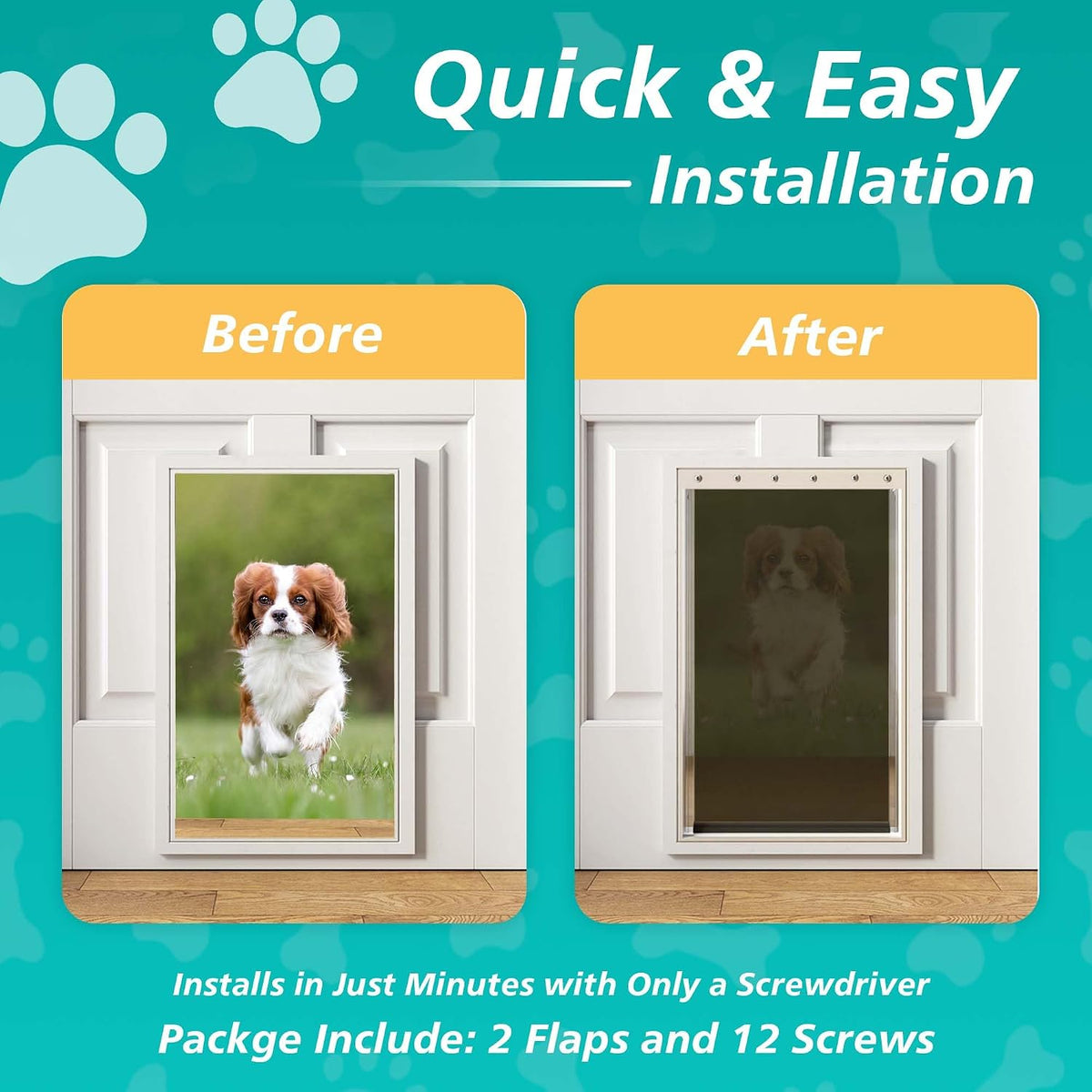 2-Pack Large Dog Door Replacement Flaps with Screws – Essentials for Dogs - 2-flap / Extra Large - image 3