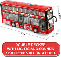 Cdymkf 11 inch blue double decker bus toy with LED lights and opening doors - view 5