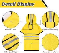 Dog Raincoat Hooded Slicker Poncho with Leash Hole - M:15-20lbs / Yellow(Thick Fleece) - image 2