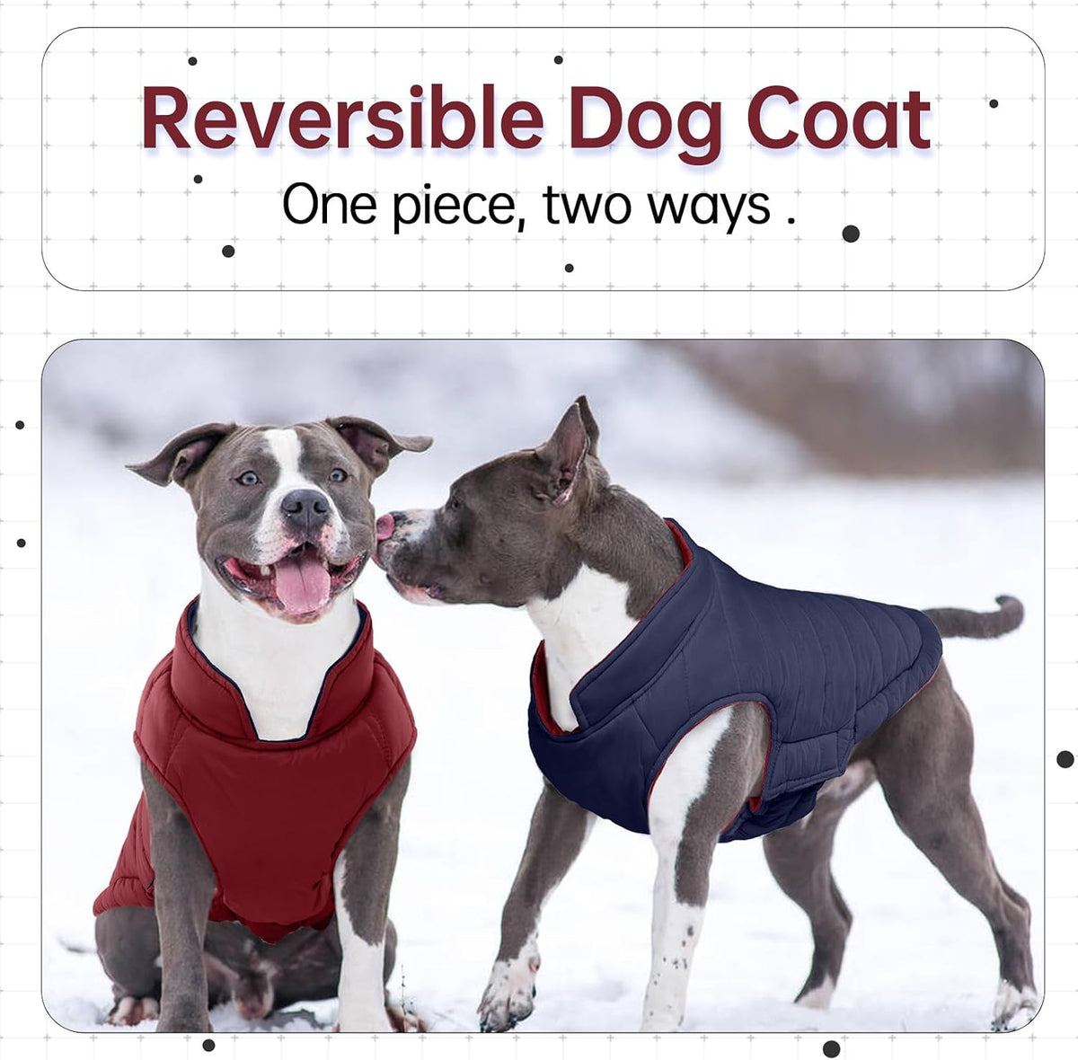 Lelepet Reversible Dog Coat Windproof Dog Jacket Lightweight Puffer - Large / Wine Red - image 2