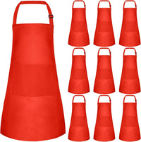 5 Pack Kids Apron Adjustable Children Apron with 2 Pockets Children - Red / 10