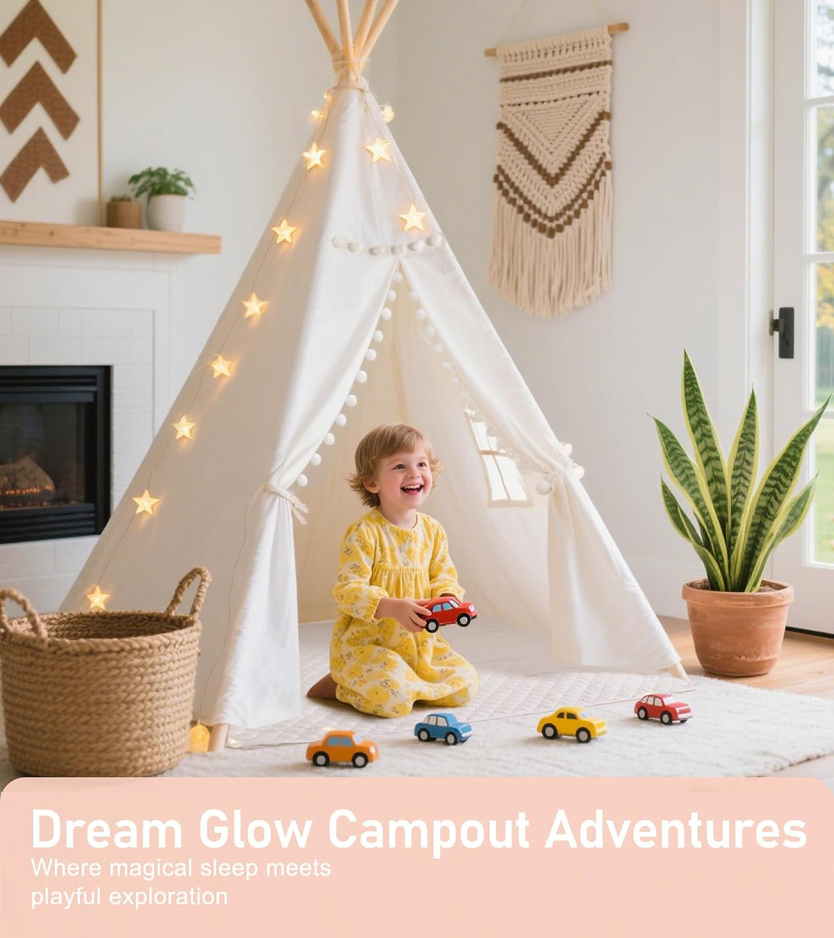 Little Dove Teepee Tent for kids Star Lights - Ball Style Teepee Set - image 2