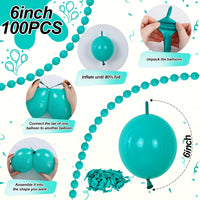 Pearl White Linking Balloons for Wedding Bride Shower Mermaid Party - Teal Blue / 6 inch - image 2