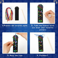 AUGSUN fall rainbow scratch art bookmarks with pumpkin and leaf designs - view 30