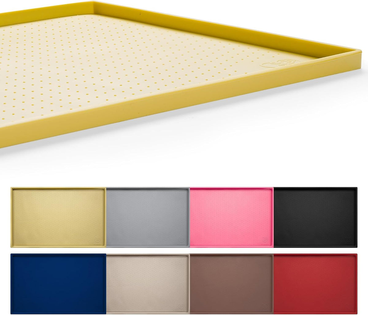 Hubulk Dog Feeding Mat,100% Waterproof Food Grade Silicone Pet Food and Water Bowl - Yellow / 24"l X 16"w