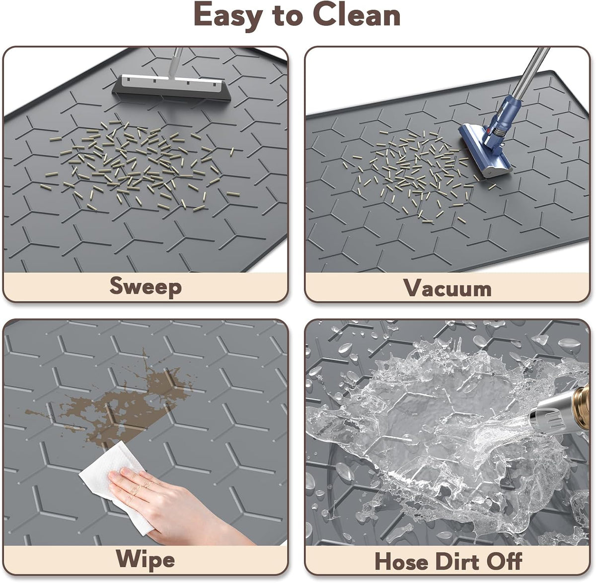 Silicone Cat Litter Mat 34×22 inch, Easy to Clean, Gray – Daily Care for Cats - 34" X 22" / Dark Gray - image 4