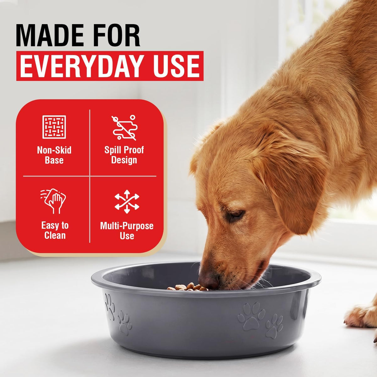 Loving Pets Dolce Luminoso Dog Bowl, Non-Skid Plastic Bowl - Large / Silver - image 3