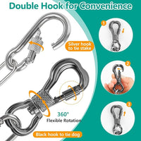 Tresbro Heavy Duty Dog Chains for Outside, 40FT Stainless Steel Tie Out Cable with Swivel Hook for Small Medium Dogs, Metal Chew Proof Pet Runner Chain Leash Lead for Outdoor Camping Hiking Yard, 3MM