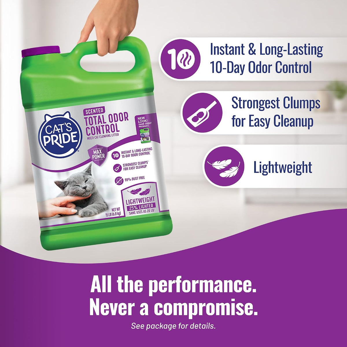 Cat's Pride Total Odor Control, Max Power - 15 pounds / Total Odor Control Scented - image 4