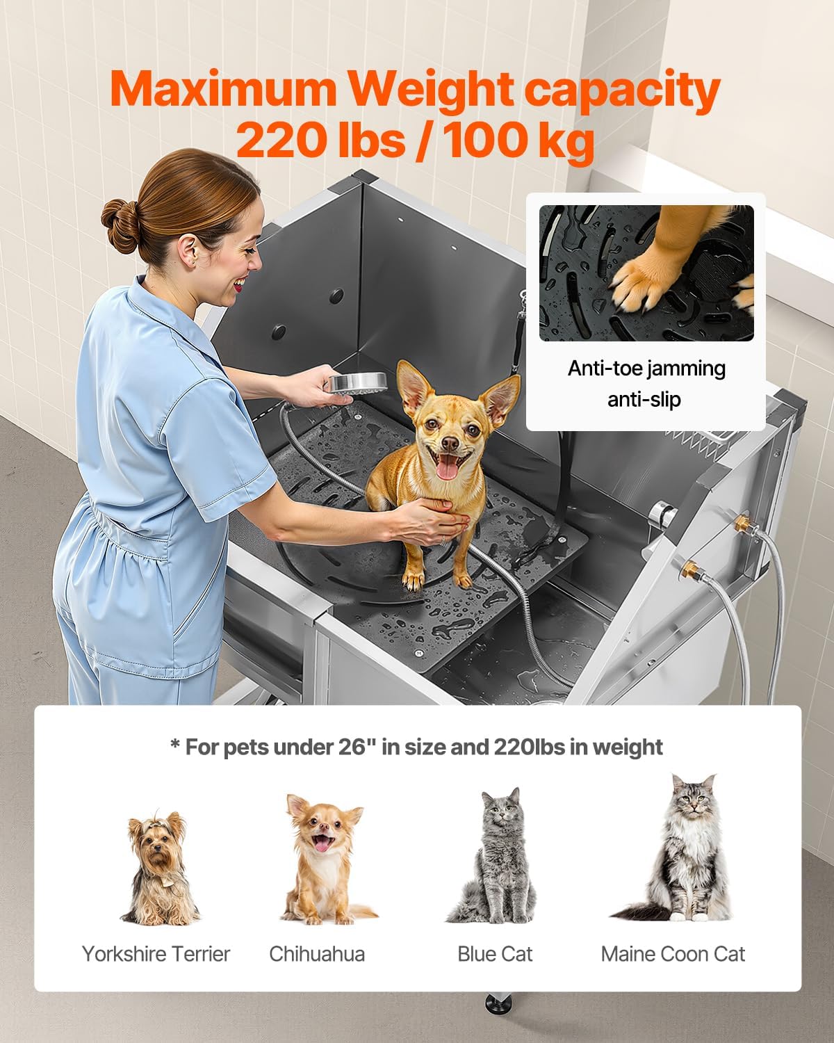 VEVOR Professional Dog Washing Station, Showerhead, Storage Rack - 38 inch - image 4