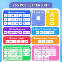 JoyCat 265 magnetic phonics letter tiles with color-coded tiles and word folder - view 8