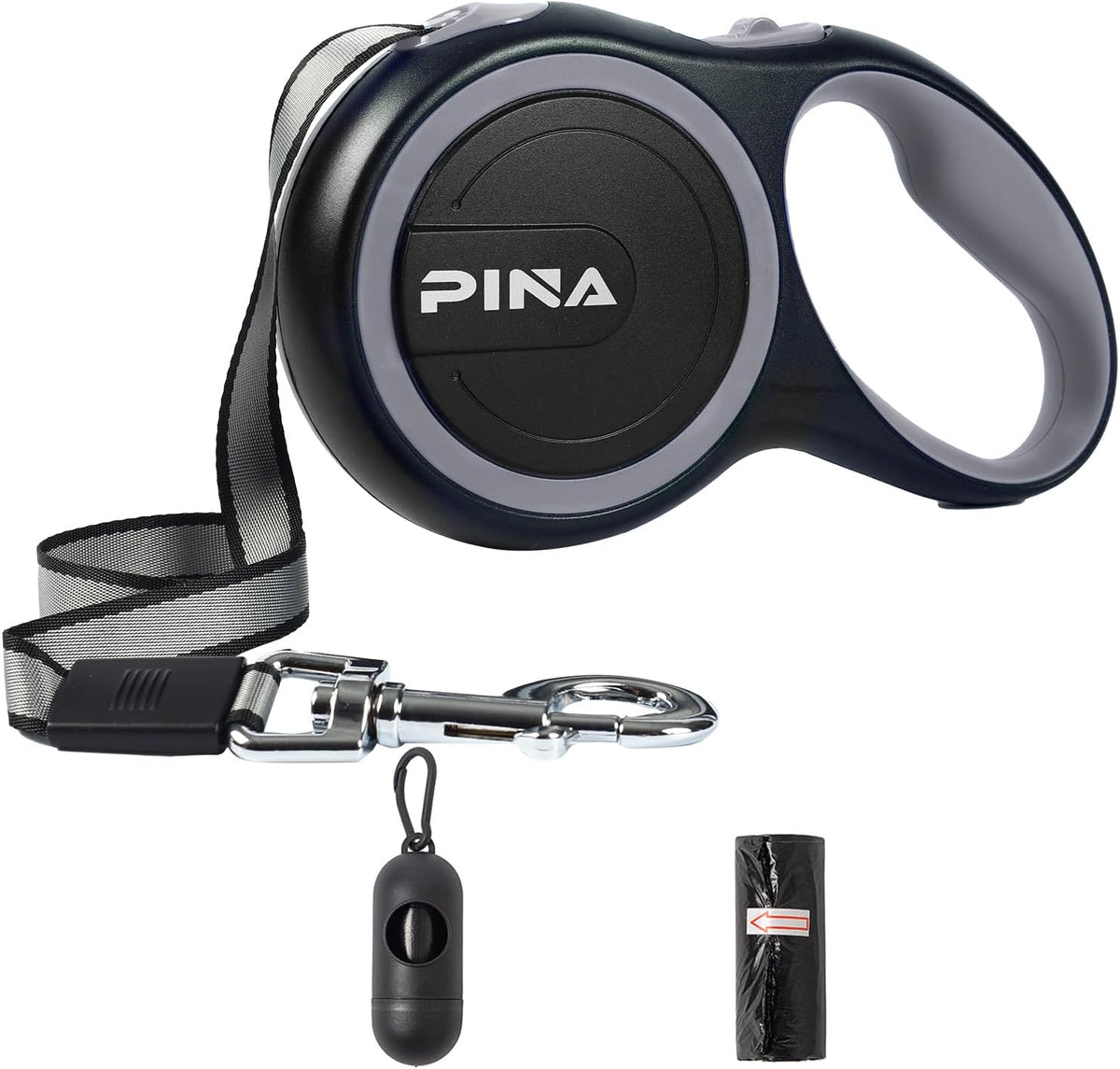 Retractable Dog Leash, 26ft Dog Leash for Small Medium Large Dogs Up to 110lbs, 360° Tangle-Free - 26 ft / Black Gray