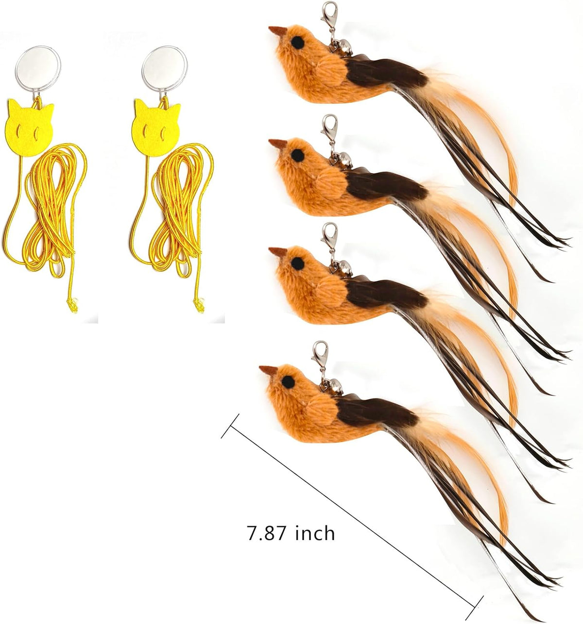 miwoowim 12 Pack Cat Wand Toy Refills with Bells - 4 birds - image 4