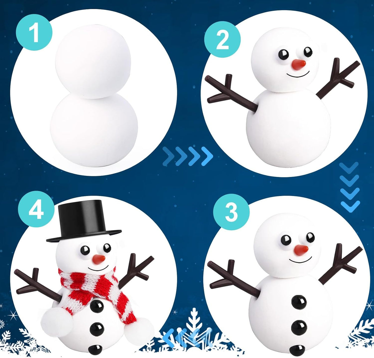 BANBBUR build a snowman clay kit with hats, scarves and carrot noses - view 4
