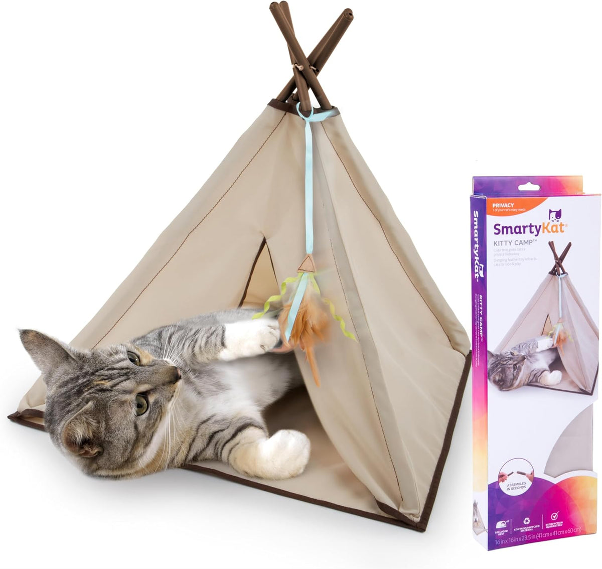 SmartyKat Crackle Chute Activity Tunnel Cat Toy - Kitty Camp Tent