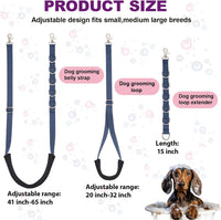 Dog Grooming Belly Strap - 3PCS Grooming Restraint Set Adjustable Belly Band Loops Strap - Royal Blue - image 4