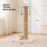 35'' Tall Cat Scratching Post for Indoor Cats Adults – Essentials for Cats - Natural - image 4