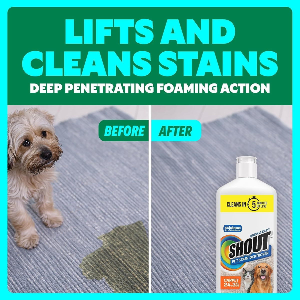 SHOUT Pet Stain Remover Spray - 24.3 Fl Oz (Pack of 1) / Squeeze - image 4