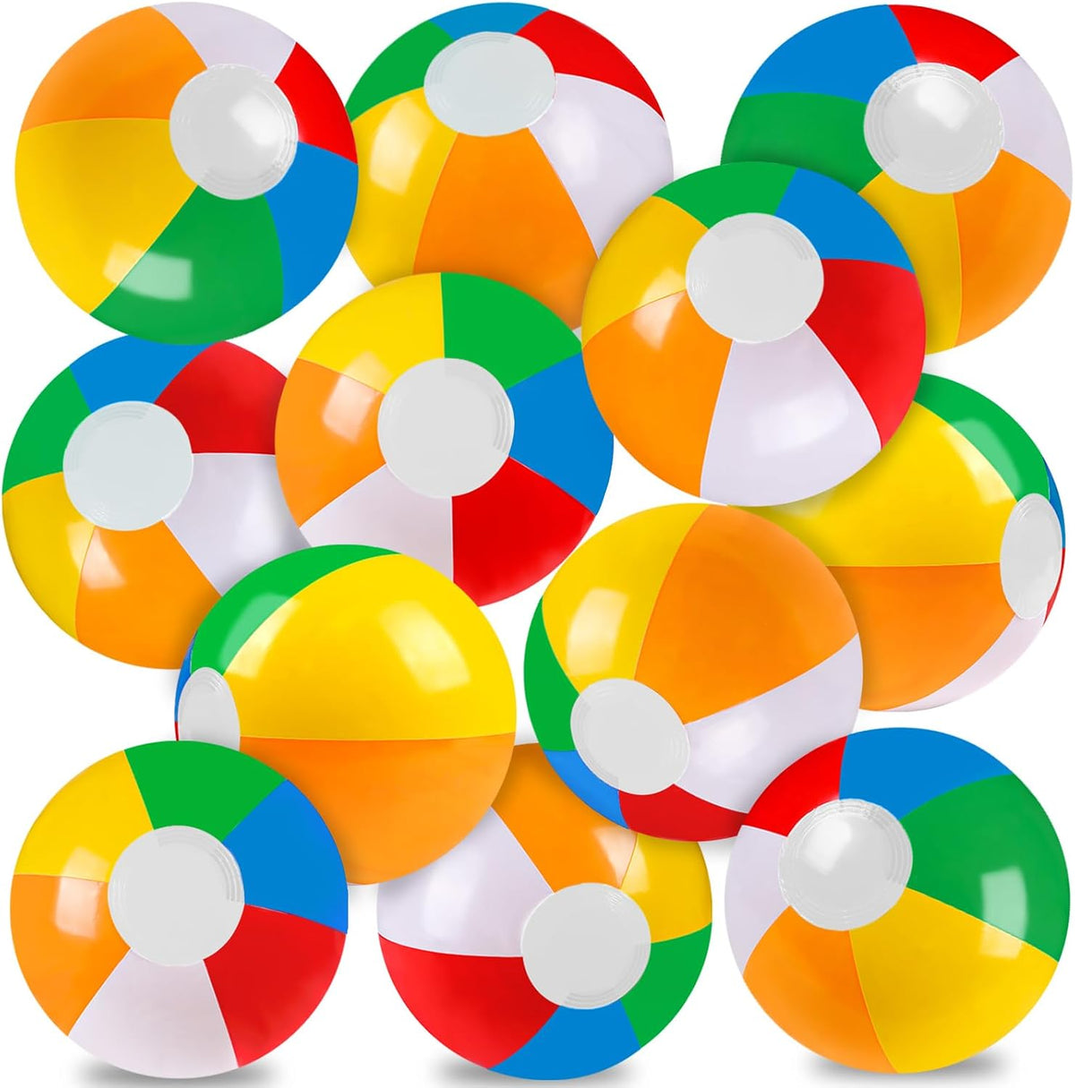 Vellibring 24 Pack 12" Summer Inflatable Beach Balls Bulk for Kids – Fun for Kids & Family - Rainbow - Pack of 12