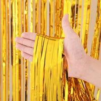 Voircoloria 2 Pack Gold Foil Fringe Backdrop Curtains - Gold / 2 - image 2
