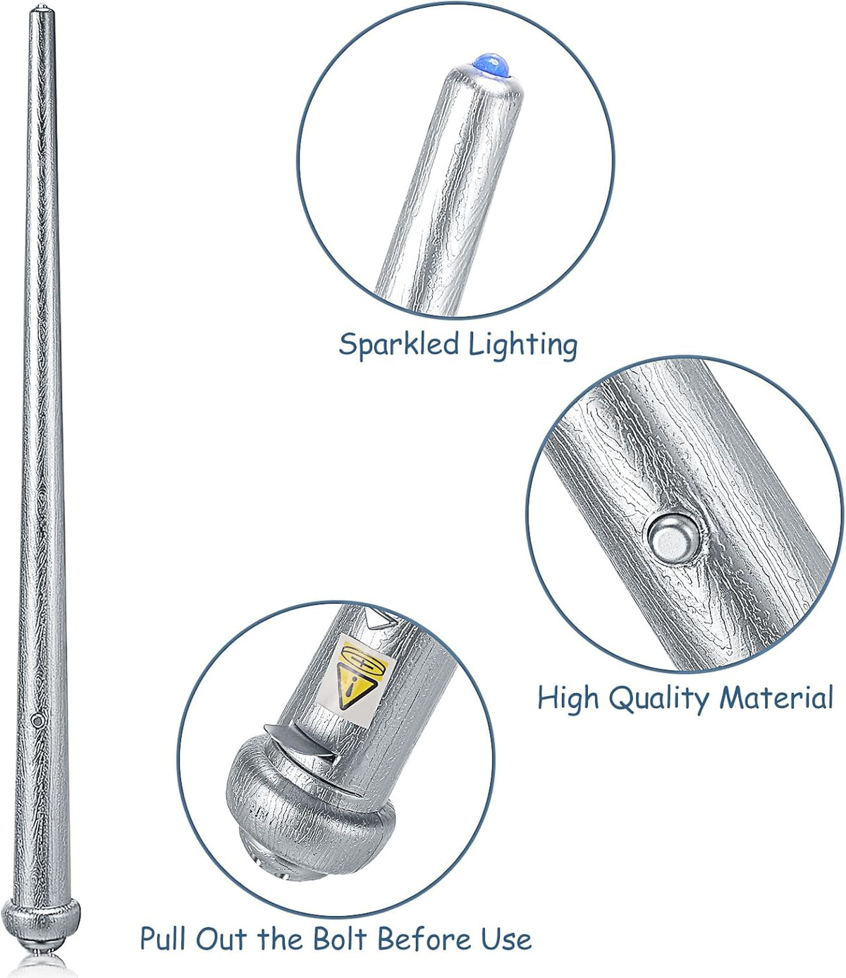 Gejoy 2 Pcs Magic Wand for Kid Light up with Sound - Silver - image 2