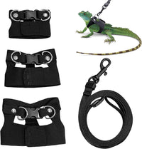 3PCS Bearded Dragon Harness and Leash Set - Black