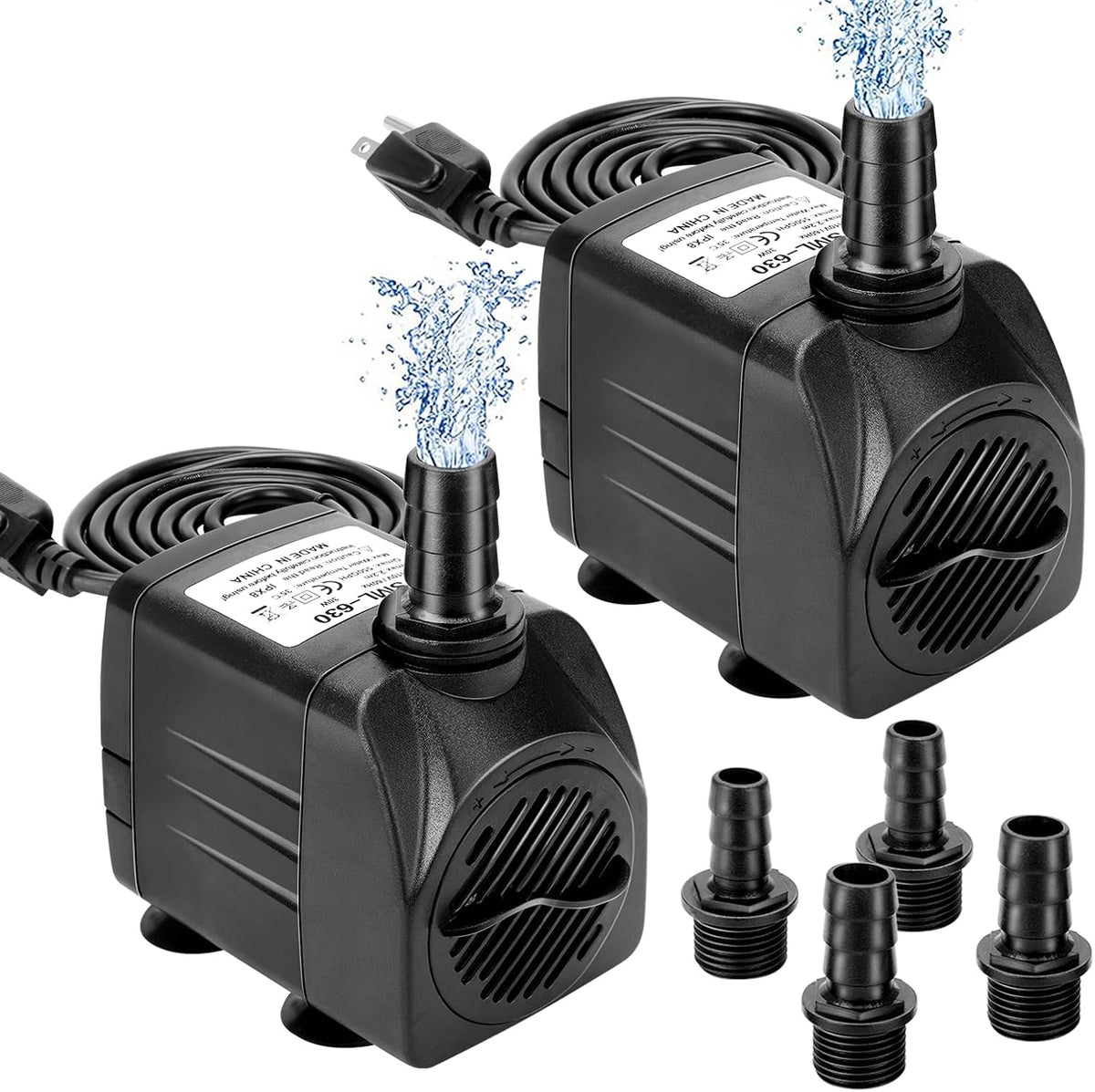 GROWNEER 2 Packs 550GPH Submersible Pump 30W Ultra Quiet Fountain - 550 GPH 2 Pack