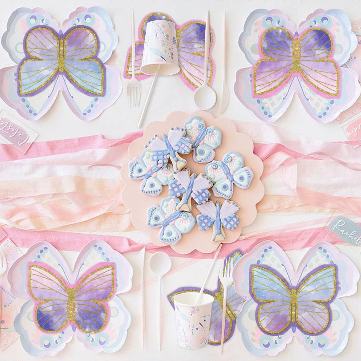 100Pcs Butterfly Napkins, Fairy Napkin - Colorful Butterfly - image 4