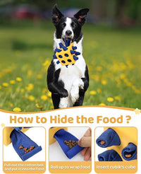Interactive Puzzle Dog Toy Encourage Natural Foraging Skill, Durable Dog Enrichment Toy Snuffle Cube Cloth Strip with Hide & Seek Food, Slow Feeder for Mind Stimulate & Stress Relief (Yellow)