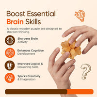 Tuauoe wooden brain teaser puzzles, 12 natural wood Kongming locks - view 5